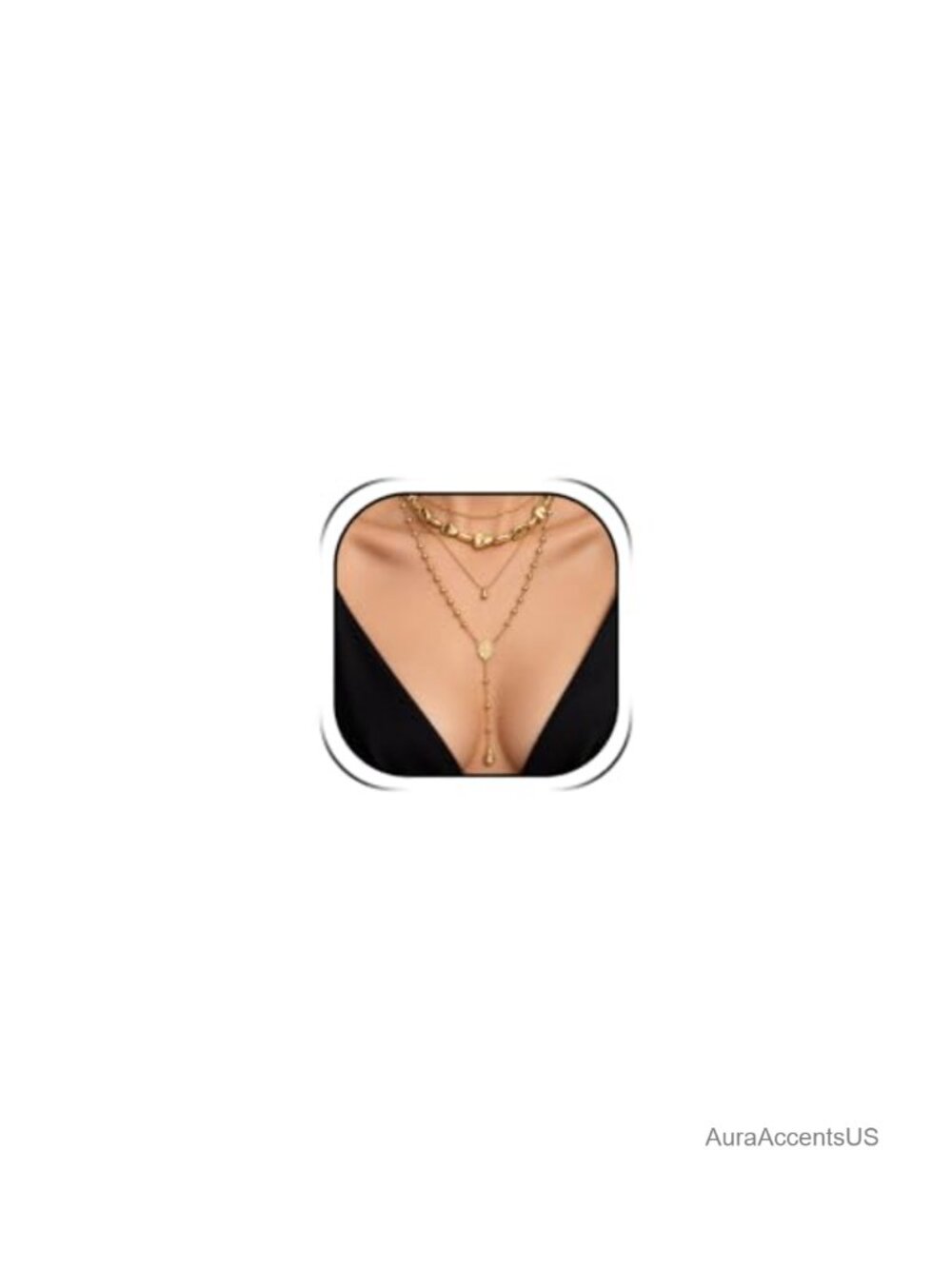 Gold Tone Layered Lariat Necklace Stack Statement Y Drop Women